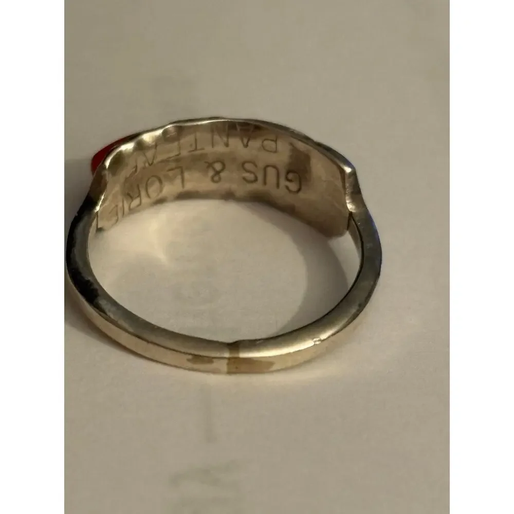 Vintage Zuni Signed Gus & Lorie Panteah Sterling Silver Inlay Ring Size 5.25
